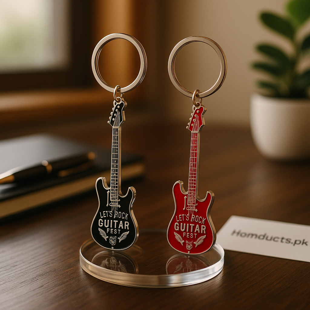 Guitar Shape Metal Keychain – 1pc