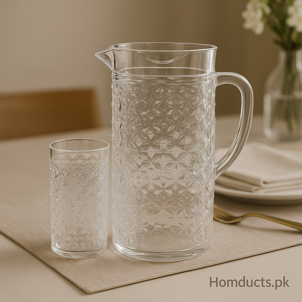 Diamond Cut Water Jug Set (1 Jug + 6 Glasses)