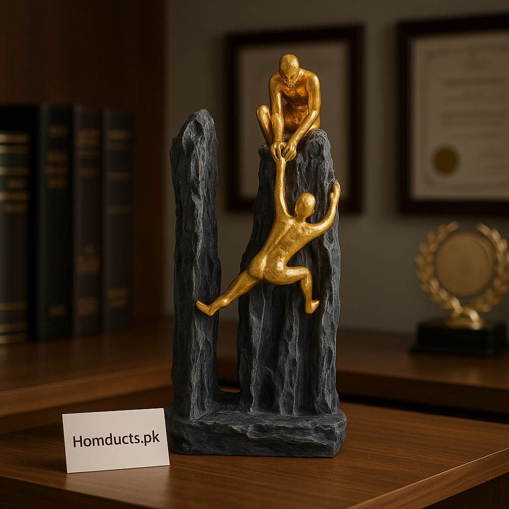 Golden Helping Hand Climber Sculpture – Motivational Art Décor