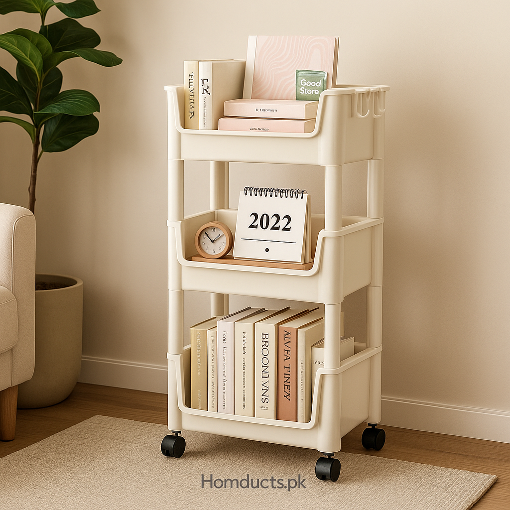 Luxury 3-Layer Rolling Storage Rack – Multi-Purpose Organizer with Wheels