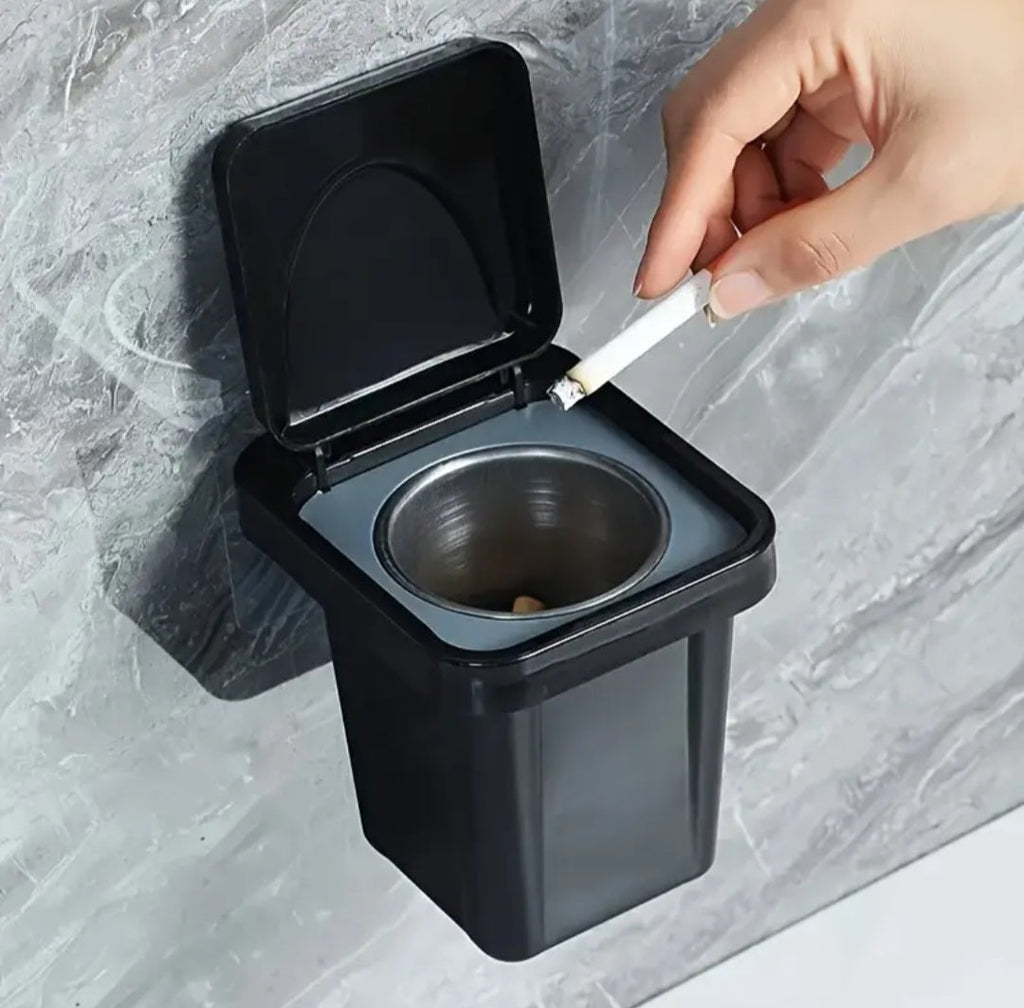 Wall mounted Compact cigarette ashtray trashbin