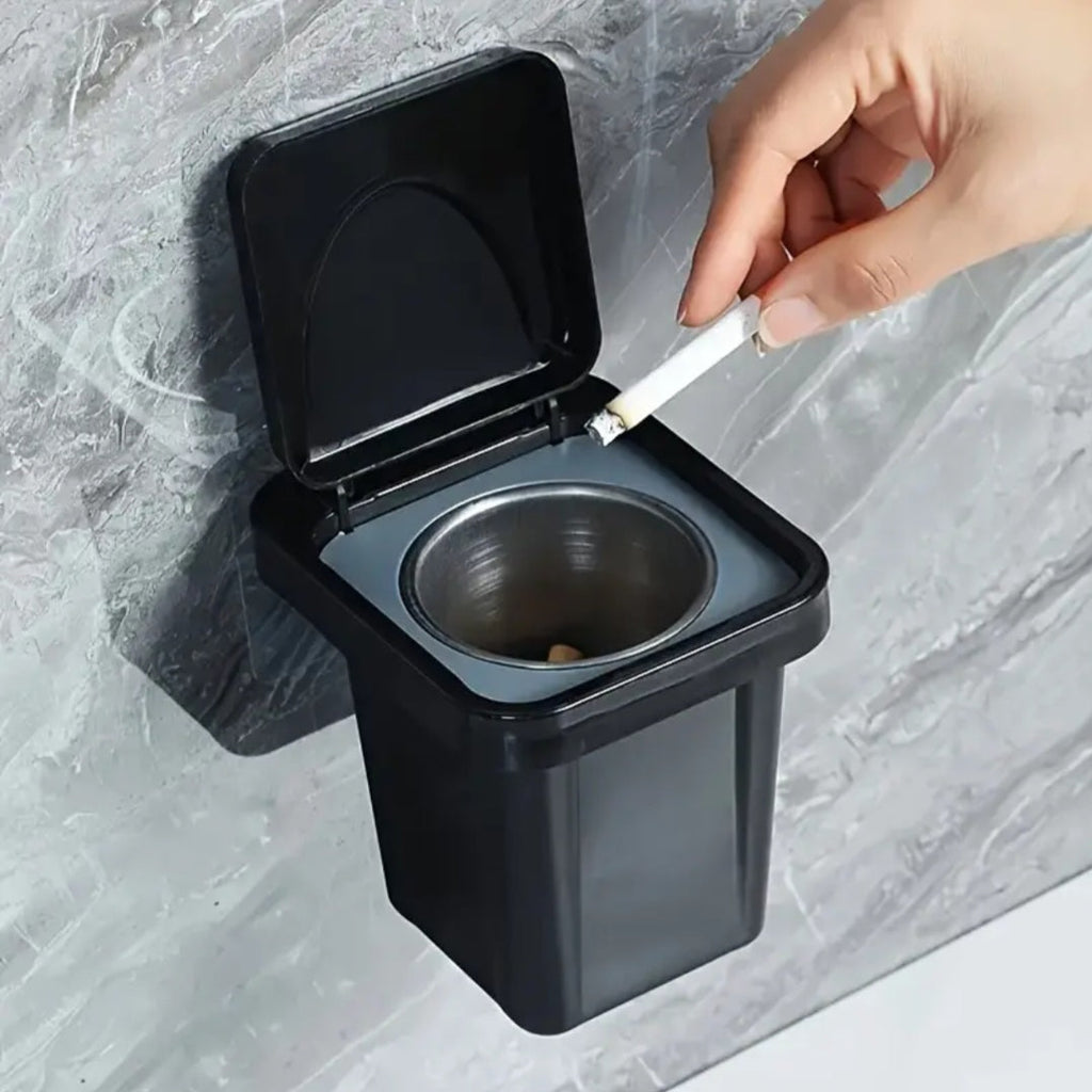 Wall mounted Compact cigarette ashtray trashbin
