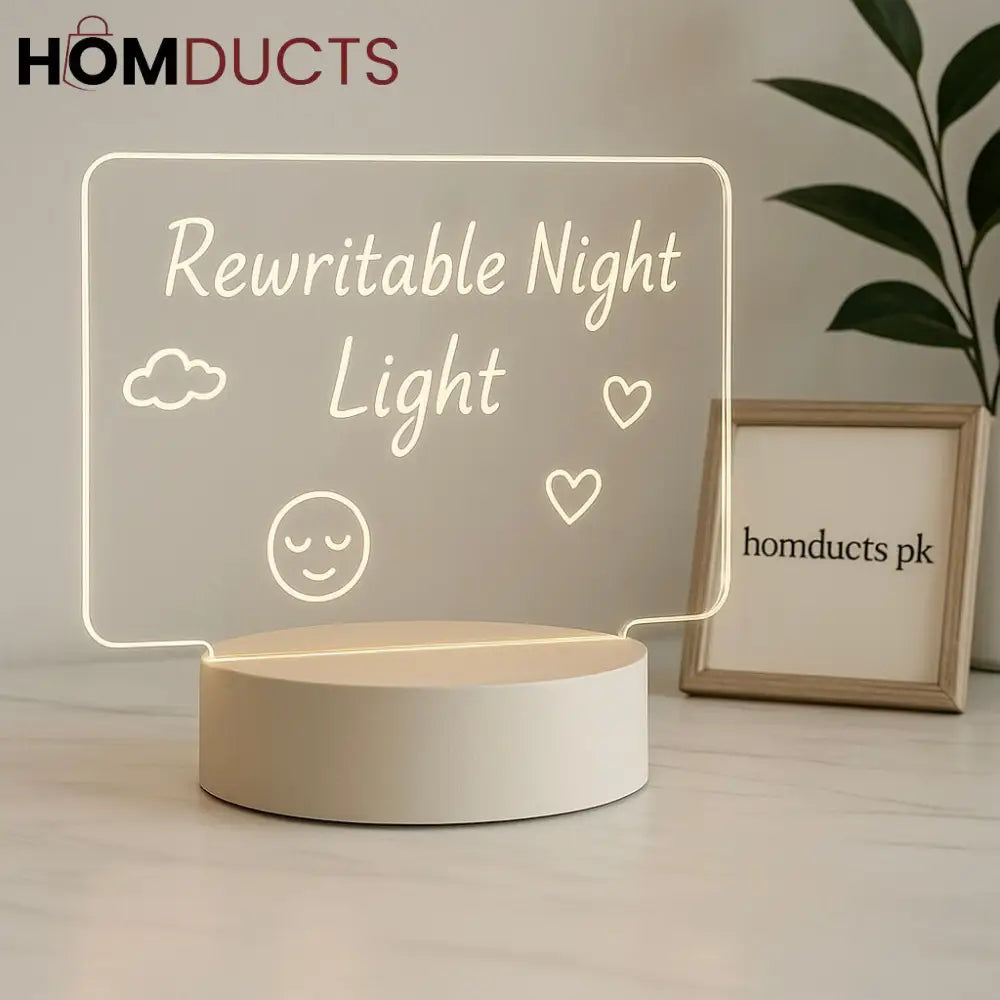 Acrylic LED Rewritable Night Light Board – Erasable & Reusable Message Lamp