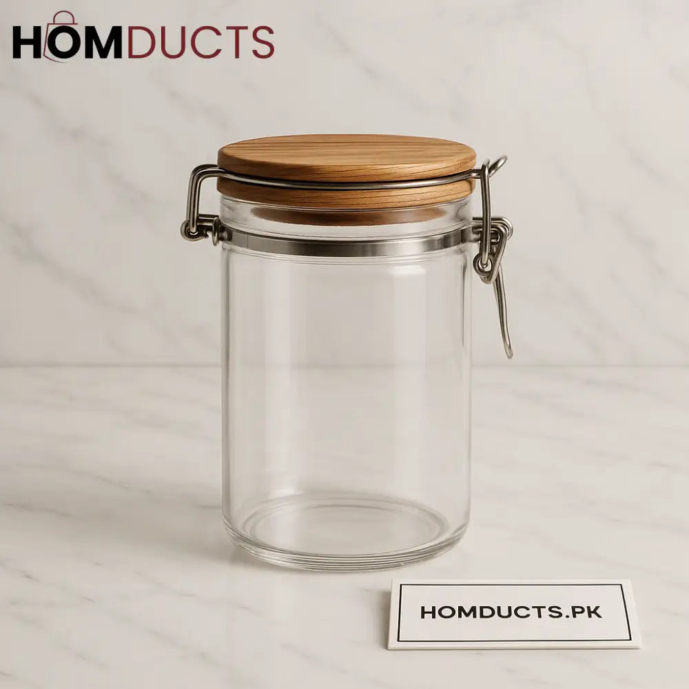 Airtight Glass Storage Jar with Bamboo Lid