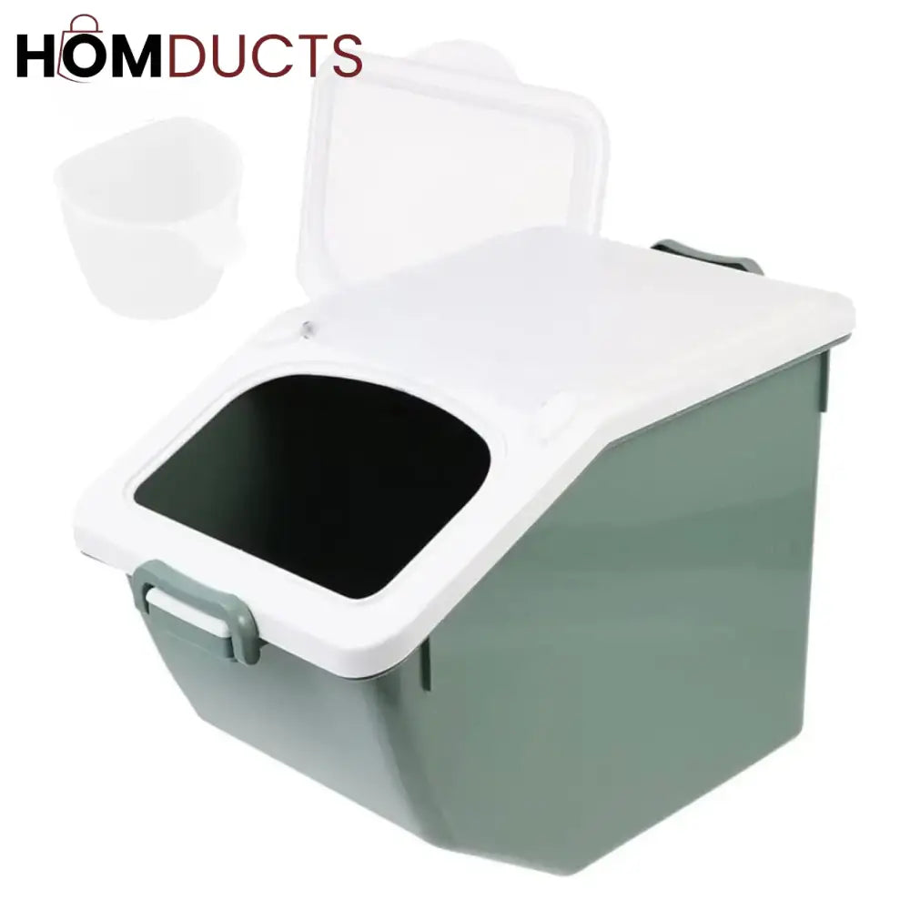 Airtight Rice & Dry Food Storage Box – Flip Lid Container with Measuring Cup