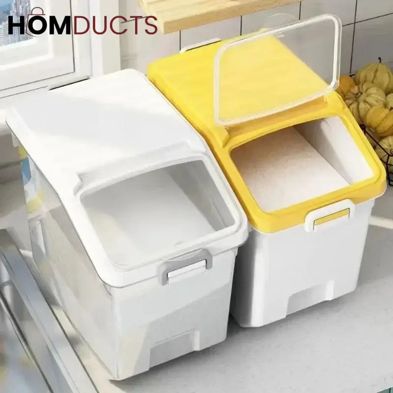 Airtight Rice & Dry Food Storage Box – Flip Lid Container with Measuring Cup