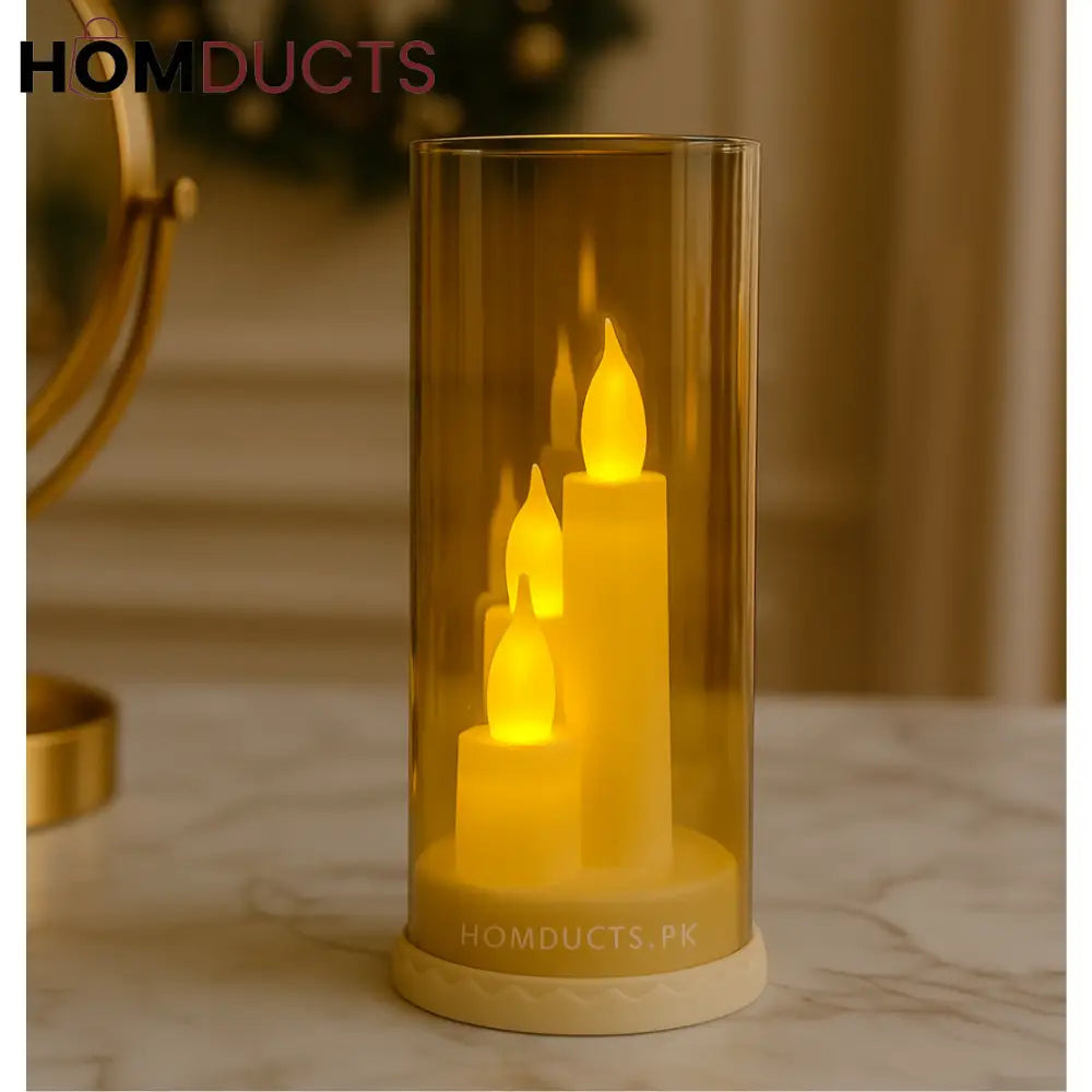 Amber Glow LED Candle Lantern – Elegant Flameless Accent Light (Big)