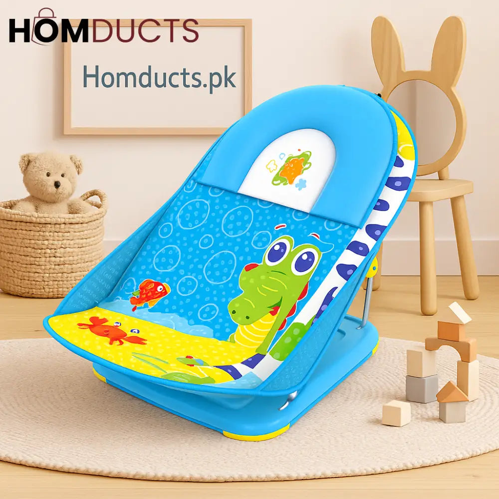 Aqua Pals Baby Bather Seat – Foldable & Vibrant Infant Bath Chair with Animal Print