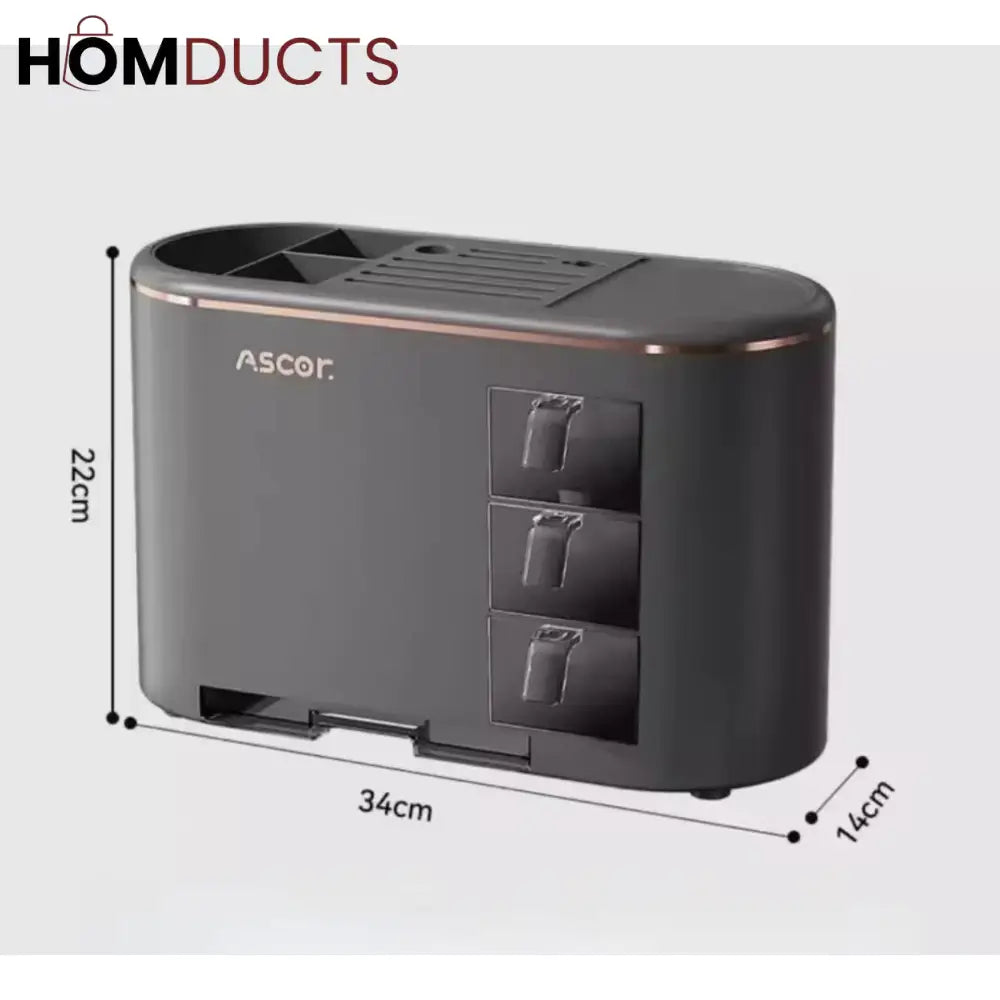 Ascor Luxe 8-in-1 Kitchen Organizer – Knife, Utensil & Spice Holder