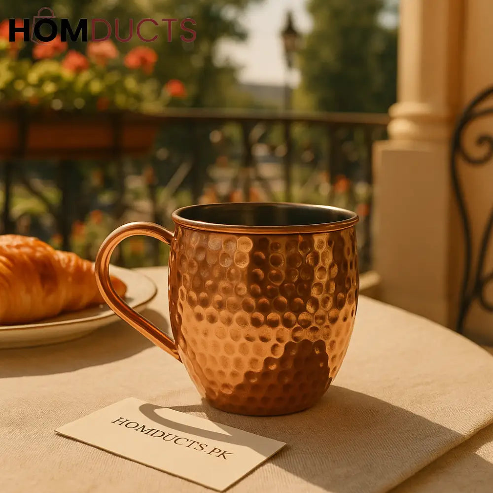 Auric Hammered Copper Mug – Handcrafted Rose Gold Finish (500ml)