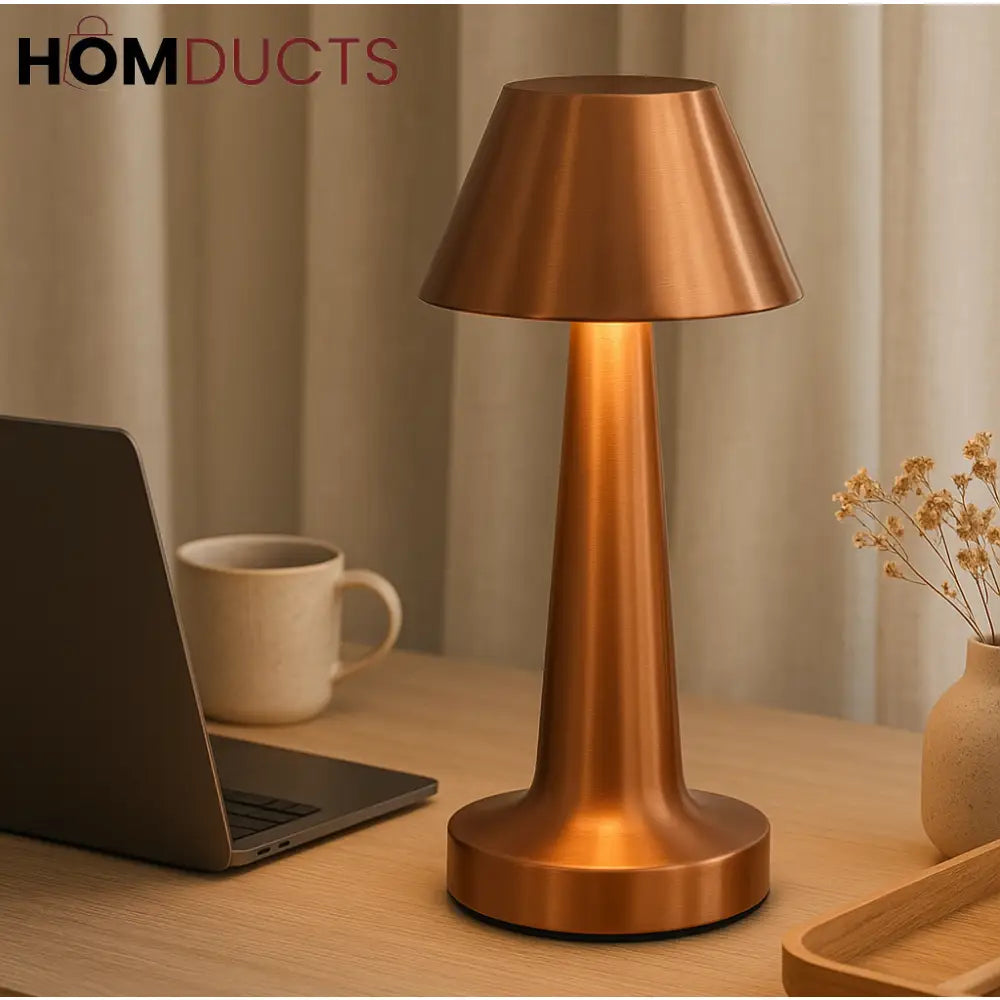 Aurora Copper Touch Lamp – Japandi Minimalist Rechargeable Table Light