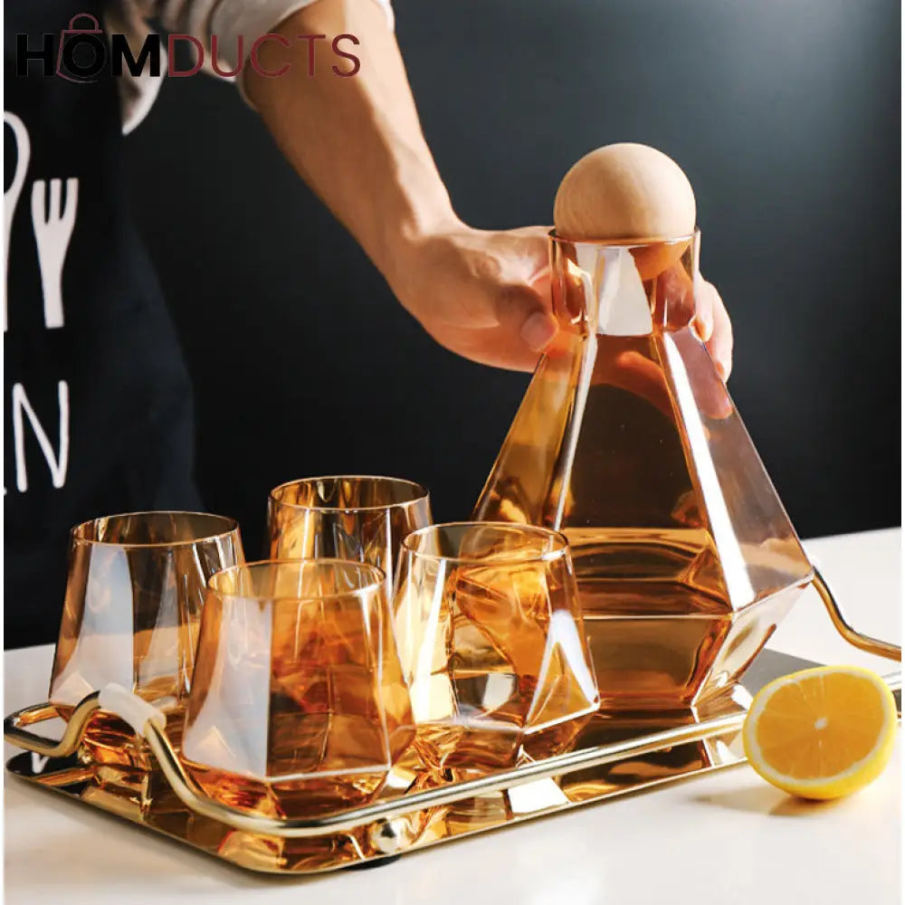 Aurora Iridescent Drinkware Set – 6Pc Luxury Carafe & Glass Set (1 Jug + 5 Glasses)