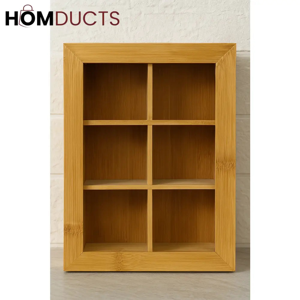 Bamboo Tea Organizer Box with Glass Lid – 6 & 8 Grid Compartment Storage for Tea Bags & Sachets