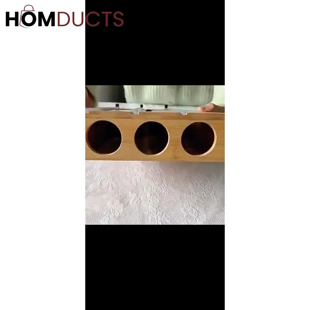 Bamboo Wrap Dispenser with Cutter – Plastic, Foil & Wax Paper Organizer for Kitchen Drawer or Wall Mount