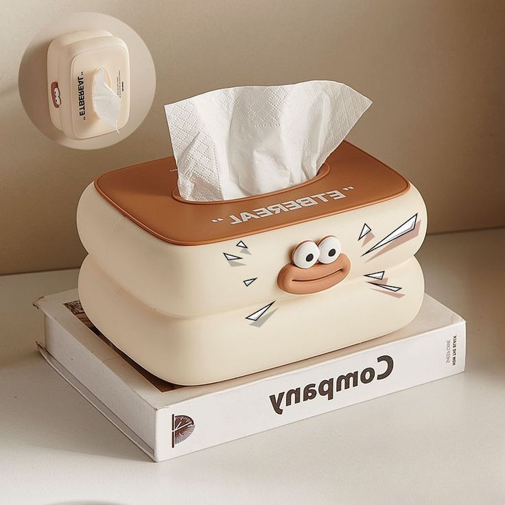 Cute Cartoon Tissue Box Holder – Smiley Face Desktop Napkin Dispenser