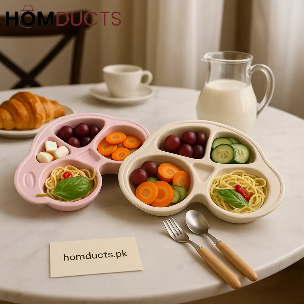 Car-Shaped Kids’ Compartment Plate – Multi-Section Food Tray for Toddlers & Kids
