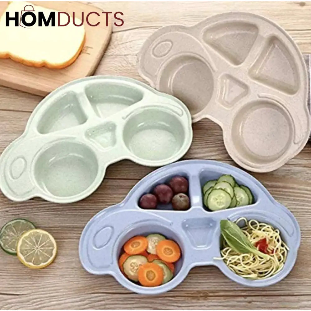 Car-Shaped Kids’ Compartment Plate – Multi-Section Food Tray for Toddlers & Kids