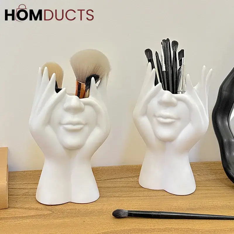 Face Planter Vase – Modern Abstract Hand Sculpture Flower Pot for Home & Office Decor