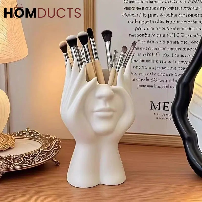 Face Planter Vase – Modern Abstract Hand Sculpture Flower Pot for Home & Office Decor