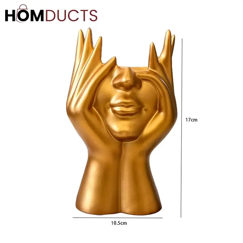Face Planter Vase – Modern Abstract Hand Sculpture Flower Pot for Home & Office Decor