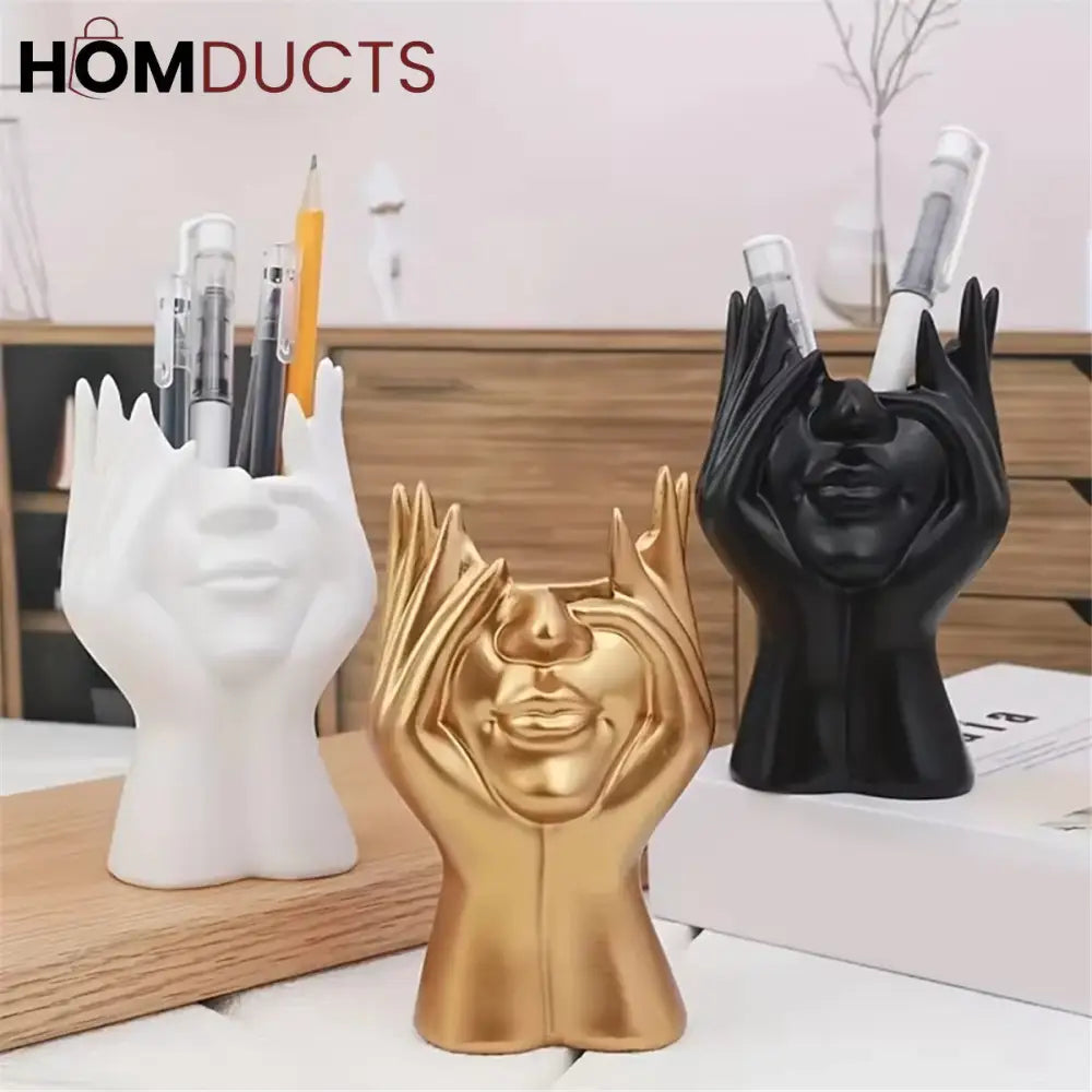 Face Planter Vase – Modern Abstract Hand Sculpture Flower Pot for Home & Office Decor