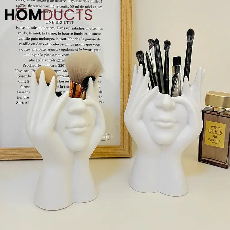 Face Planter Vase – Modern Abstract Hand Sculpture Flower Pot for Home & Office Decor
