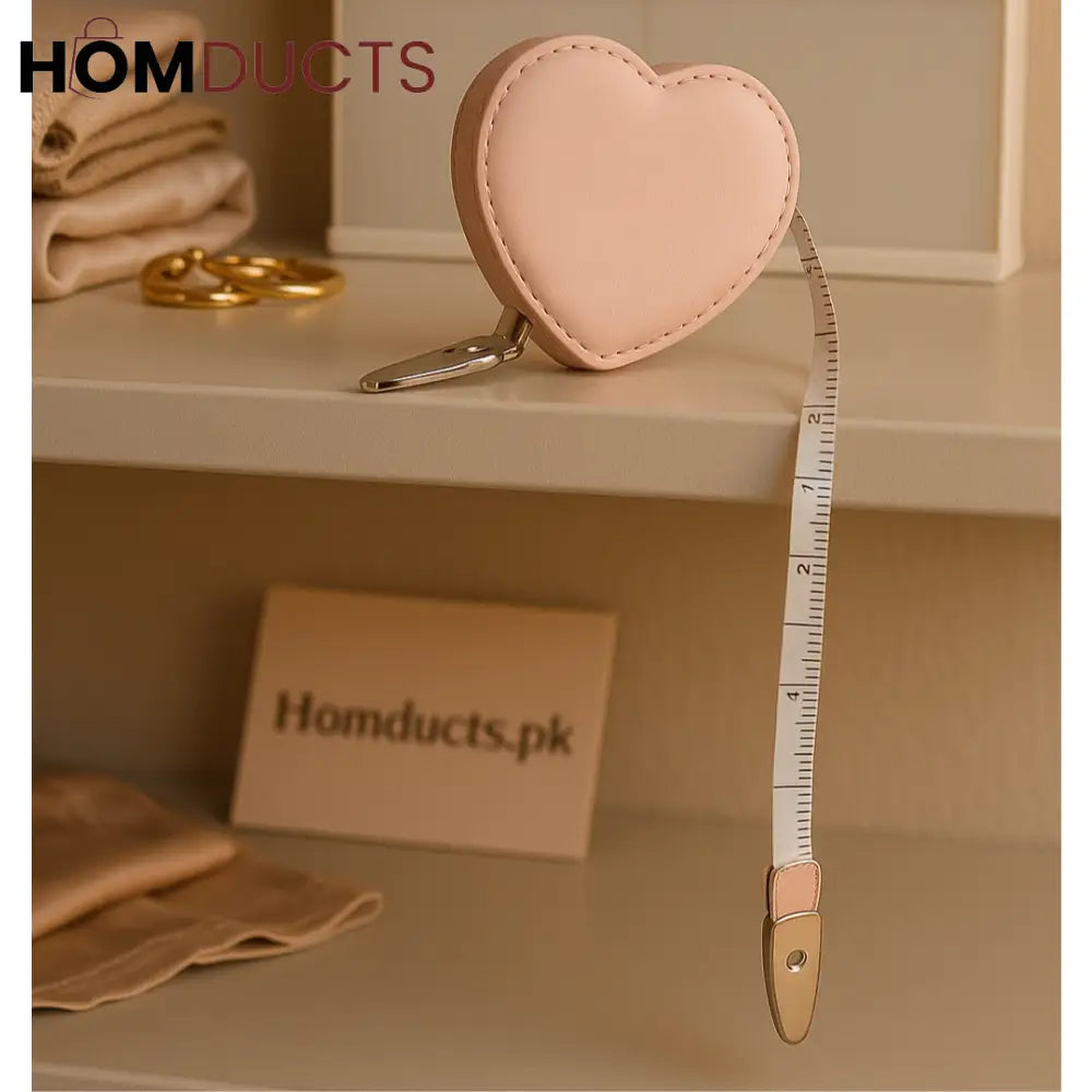 Chérie Heart PU Leather Measuring Tape – Blush Pink Retractable 1pc