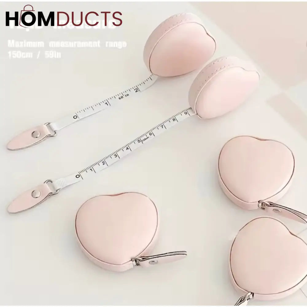 Chérie Heart PU Leather Measuring Tape – Blush Pink Retractable 1pc