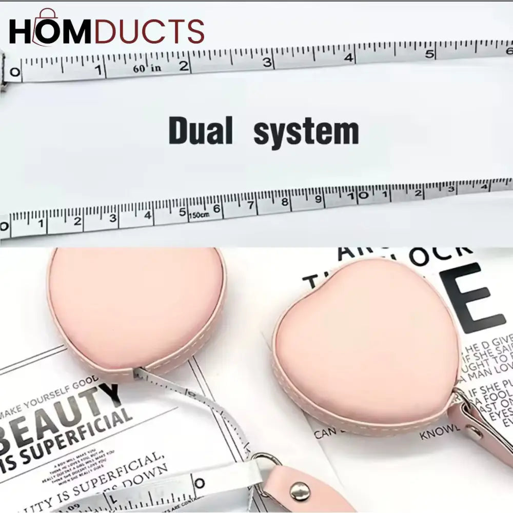 Chérie Heart PU Leather Measuring Tape – Blush Pink Retractable 1pc