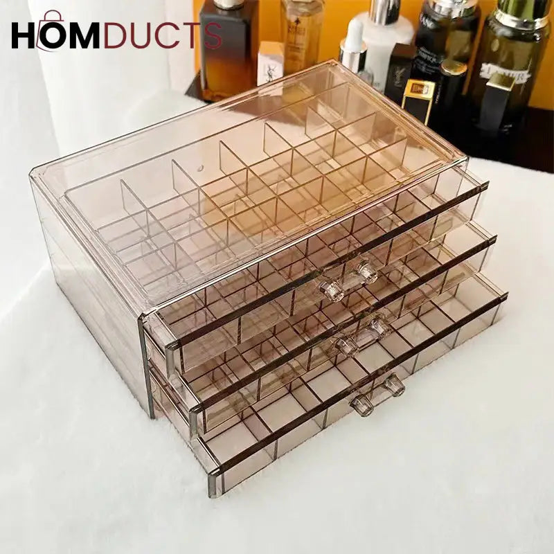 Clear Acrylic 3-Layer Jewelry Organizer Box Drawer Storage Case for Earrings, Rings & Accessories