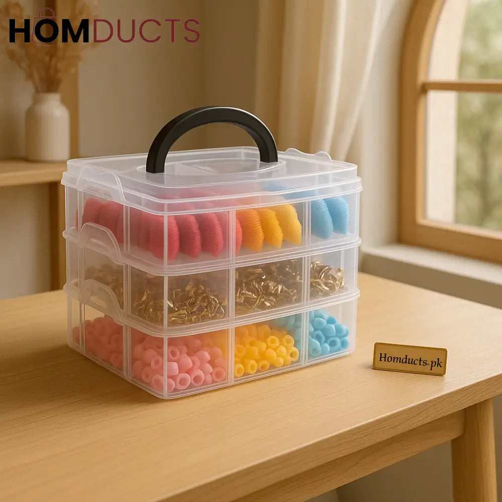 Clear Organizer Box – Portable Storage Case for Threads, Beads & DIY Accessories