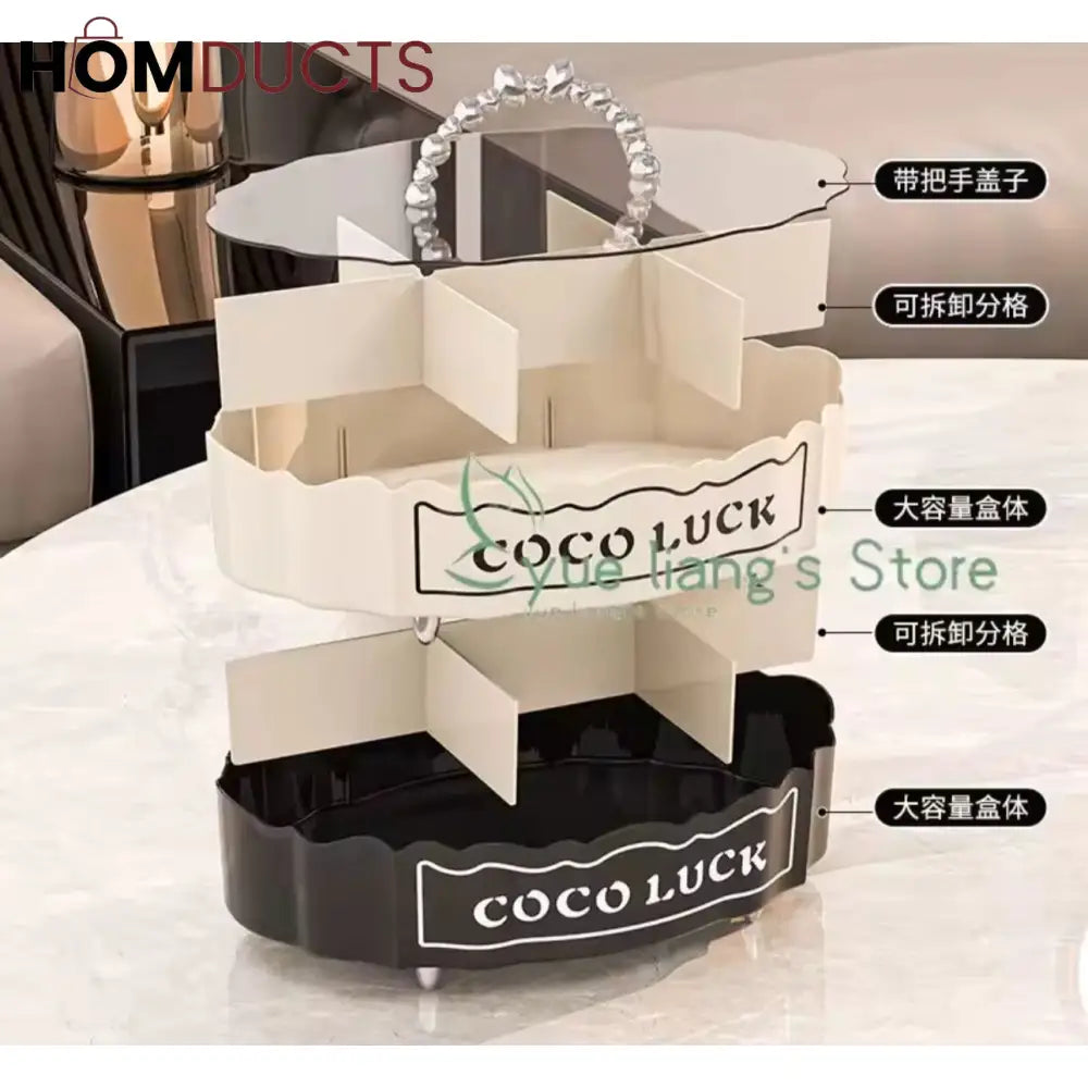 Coco Luck Premium Multi-Section Snack Tray – Elegant Rotating Dry Fruit & Candy Organizer