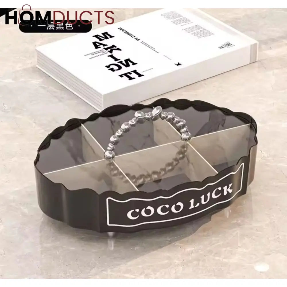Coco Luck Premium Multi-Section Snack Tray – Elegant Rotating Dry Fruit & Candy Organizer
