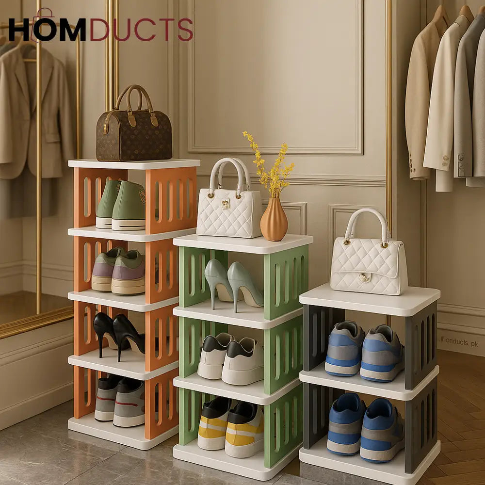 ColorBlock Luxe Modular Shoe Rack –5 Tier Stackable Storage Stand