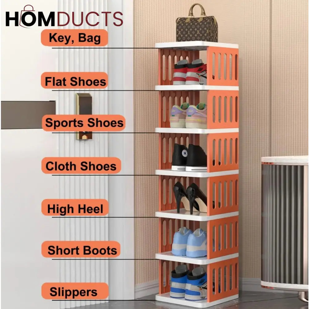 ColorBlock Luxe Modular Shoe Rack –5 Tier Stackable Storage Stand