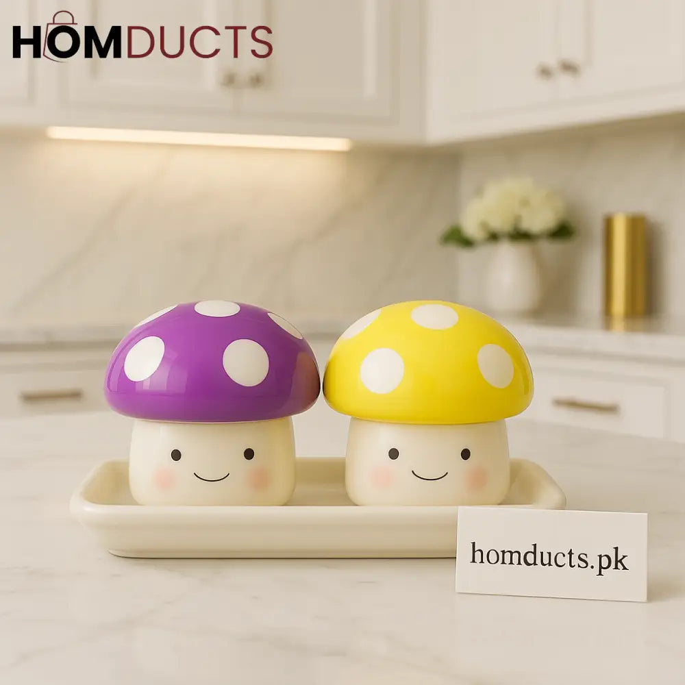 Cute Mushroom Salt & Pepper Shaker Set – Ceramic Kitchen Table Decor