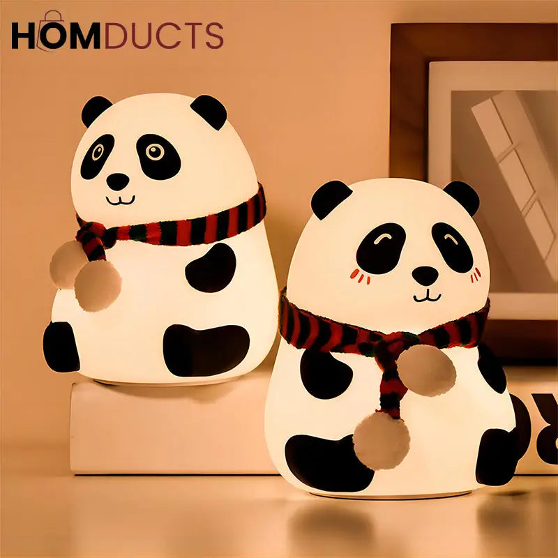Cute Panda Night Light with Scarf – Soft Silicone LED Bedside Lamp for Kids & Home Decor
