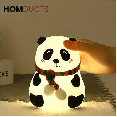 Cute Panda Night Light with Scarf – Soft Silicone LED Bedside Lamp for Kids & Home Decor