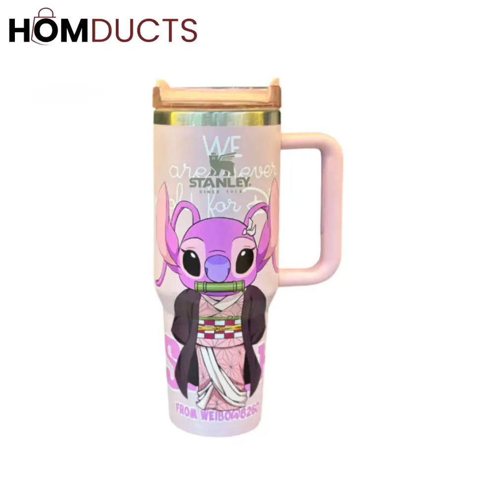 Demon Slayer Nezuko x Stitch Stanley Quencher H2.0 Tumbler 40oz – Anime Insulated Travel Mug