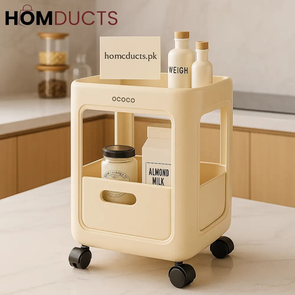 Ecoco Luxe Rolling Storage Cart – 2-Tier Multi-Purpose Organizer with Wheels