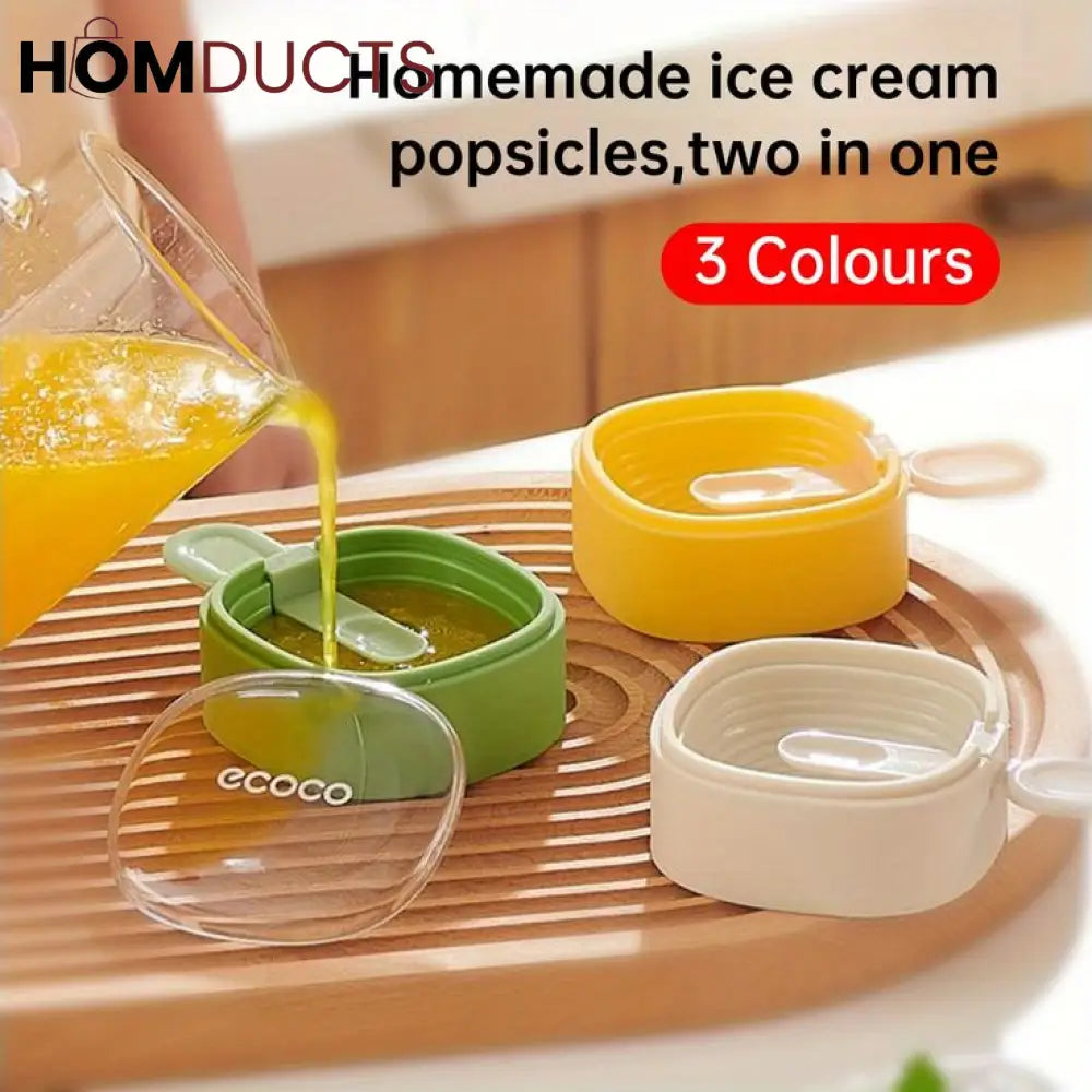 Ecoco Silicone Ice Lolly Molds with Sealing Lid – Fruit-Shaped Popsicle Maker for Homemade Frozen Treats 2pcs set