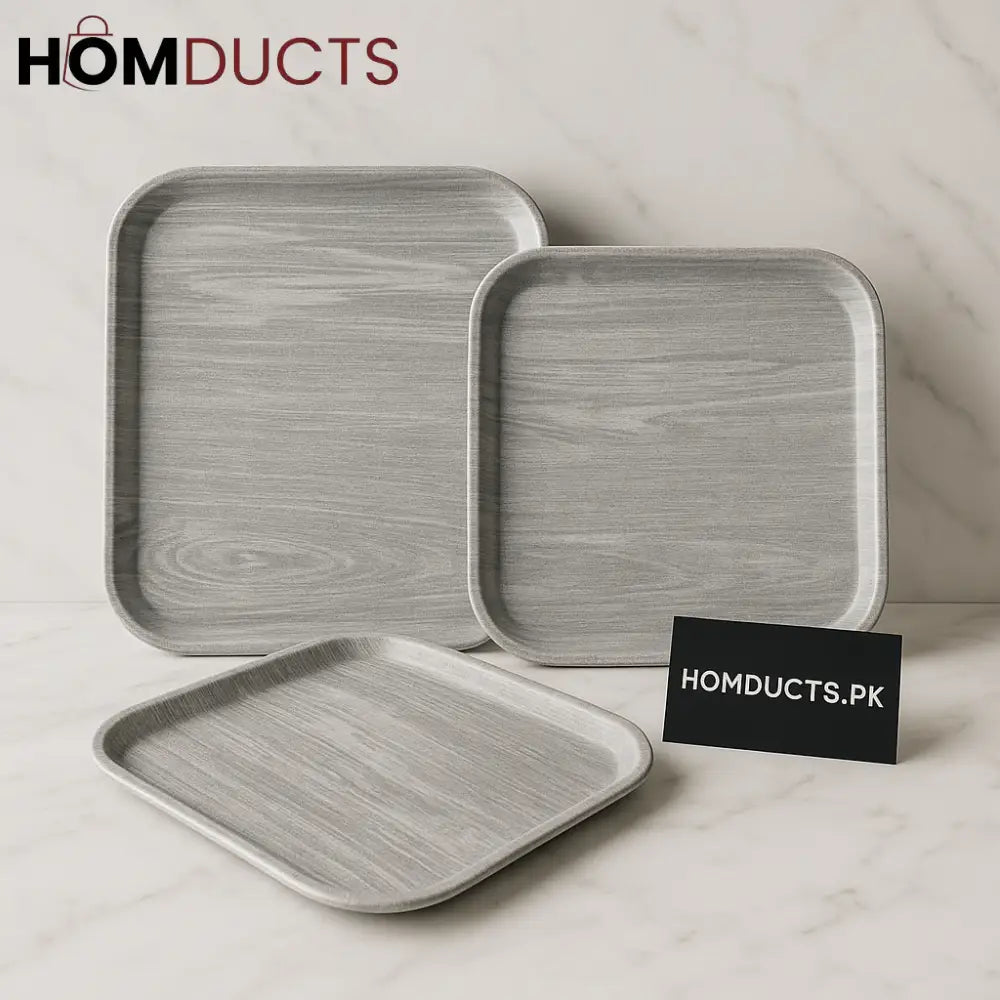 Elegant Nordic Gray Tray Set – 3-Piece Premium Serving Trays