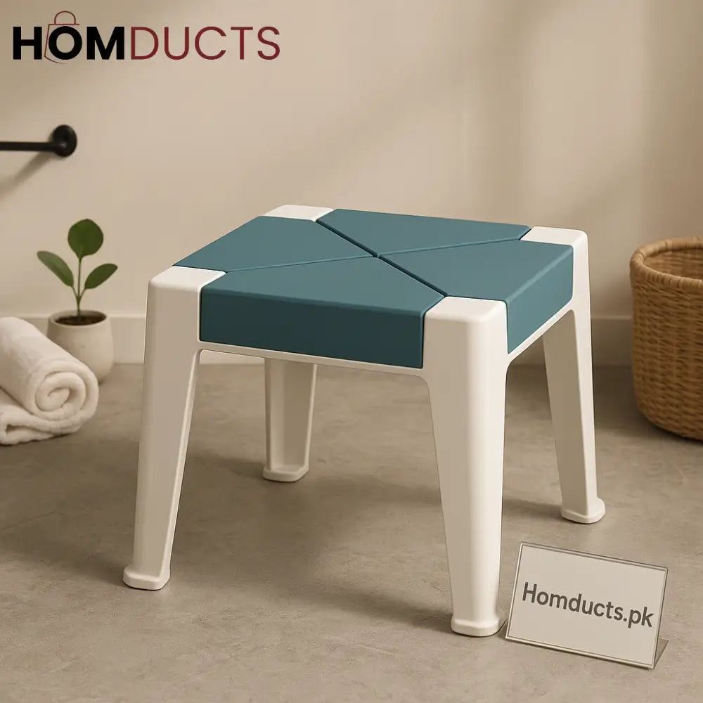 ErgoLuxe Compact Utility Stool – Top with White Base