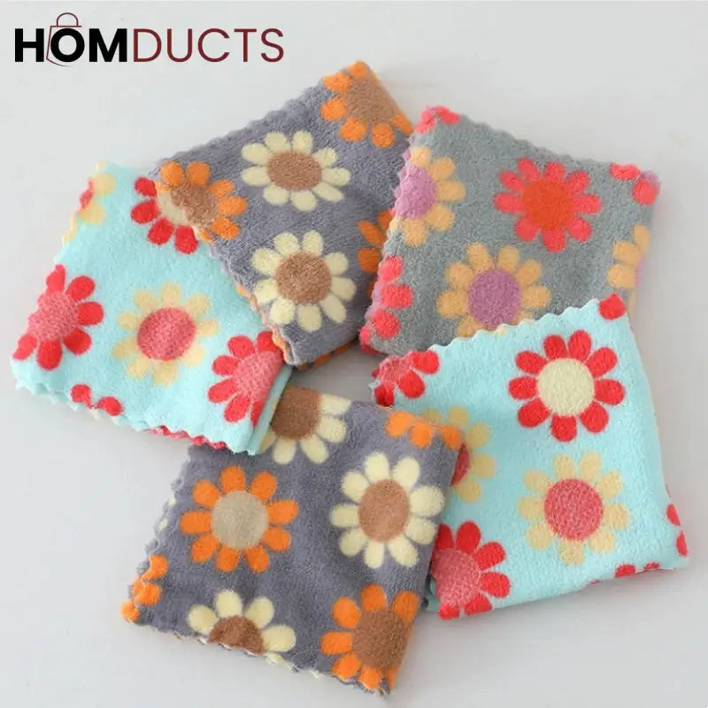 Floral Pattern Soft Cotton Face Towels – Absorbent & Quick-Dry Washcloths for Bathroom & Travel (Set of 5)