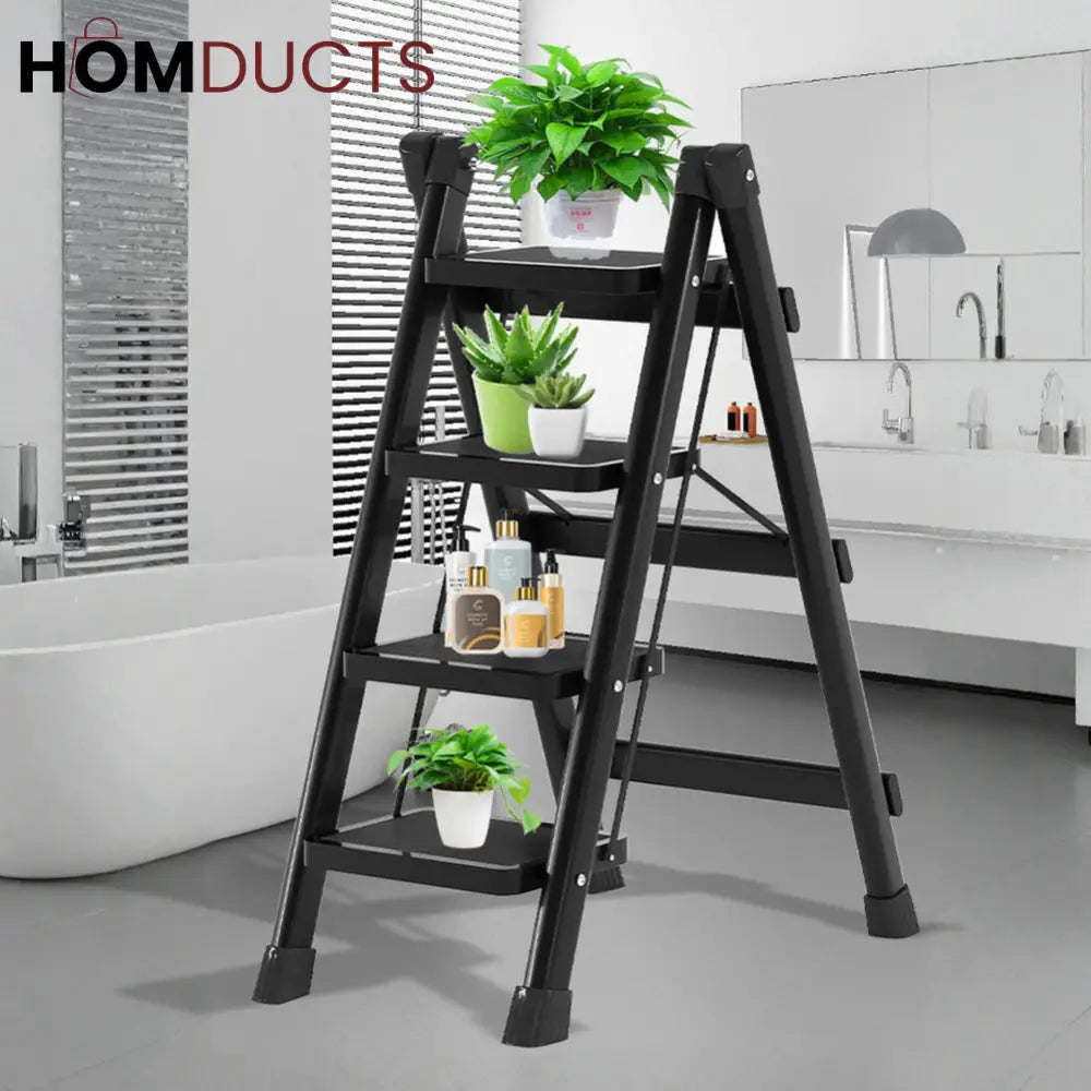 Foldable 5-Step Aluminum Ladder with Anti-Slip Wide Steps – Compact & Space-Saving Design for Home & Office Use