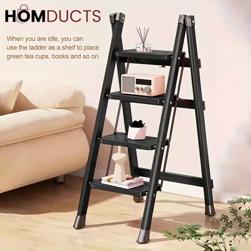 Foldable 5-Step Aluminum Ladder with Anti-Slip Wide Steps – Compact & Space-Saving Design for Home & Office Use