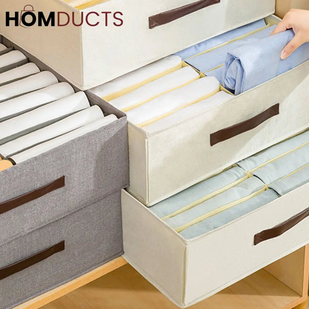 Foldable Closet Drawer Organizer with Handles – 16-Grid Fabric Storage Box for Jeans, Pants & Clothes