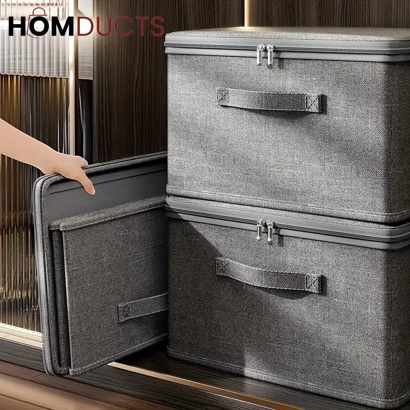 Foldable Fabric Storage Boxes with Zipper and Handles – Stackable Closet Organizer Bins for Clothes, Bedding & Household Items