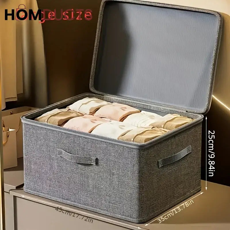 Foldable Fabric Storage Boxes with Zipper and Handles – Stackable Closet Organizer Bins for Clothes, Bedding & Household Items
