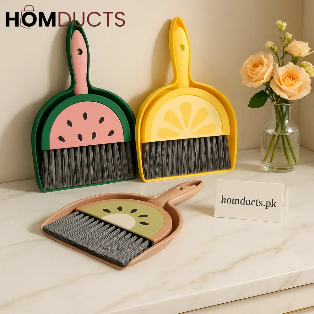Fruit Style Mini Dustpan & Brush Set – Watermelon, Lemon & Kiwi Design